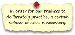 In order for our trainees to deliberately practice, a certain volume of cases is necessary.