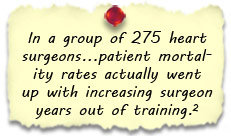 In a group of 275 heart surgeons...patient mortality rates actually went up with increasing surgeon years out of training.