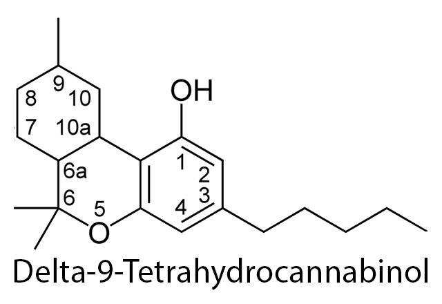 Delta-9-Tetrahydrocannabinol chemical diagram